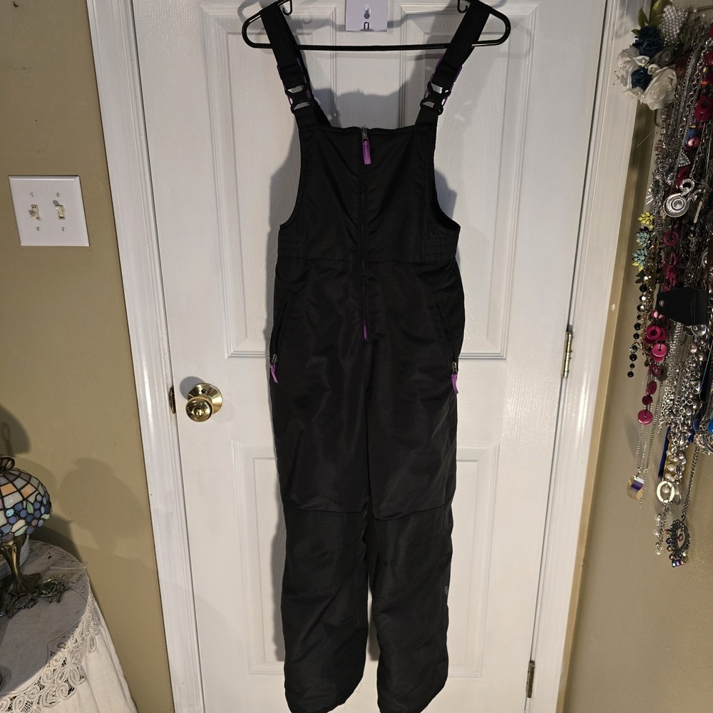 Girls C9 CHAMPION BLACK SNOW SKI SNOWBOARD PANTS BIBS OVERALLS L 10-12